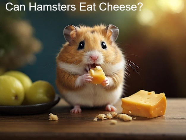 Cheese beside hamster food, illustrating an optional food best kept minimal
